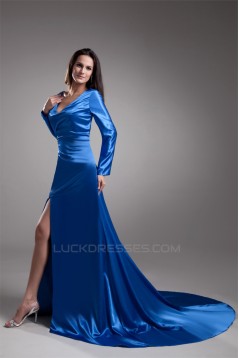 Elastic Woven Satin Beading V-Neck A-Line Prom/Formal Evening Dresses 02020719