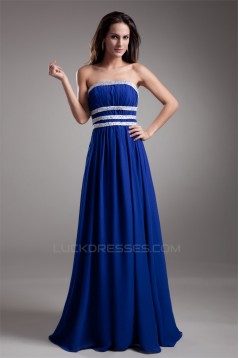 Floor-Length A-Line Strapless Chiffon Silk like Satin Prom/Formal Evening Dresses 02020729