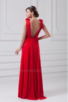 Floor-Length Chiffon Long Red Prom/Formal Evening Dresses 02020736