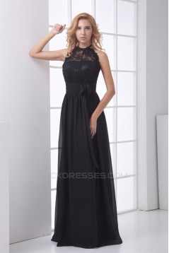 Elegant Floor-Length Chiffon Lace Long Black Prom/Formal Evening Bridesmaid Dresses 02020738