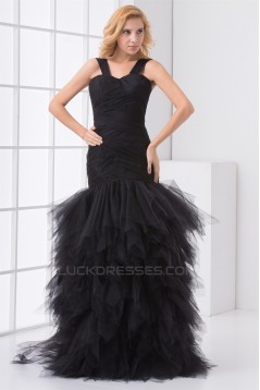 Floor-Length Elastic Woven Satin Fine Netting Prom/Formal Evening Dresses 02020743