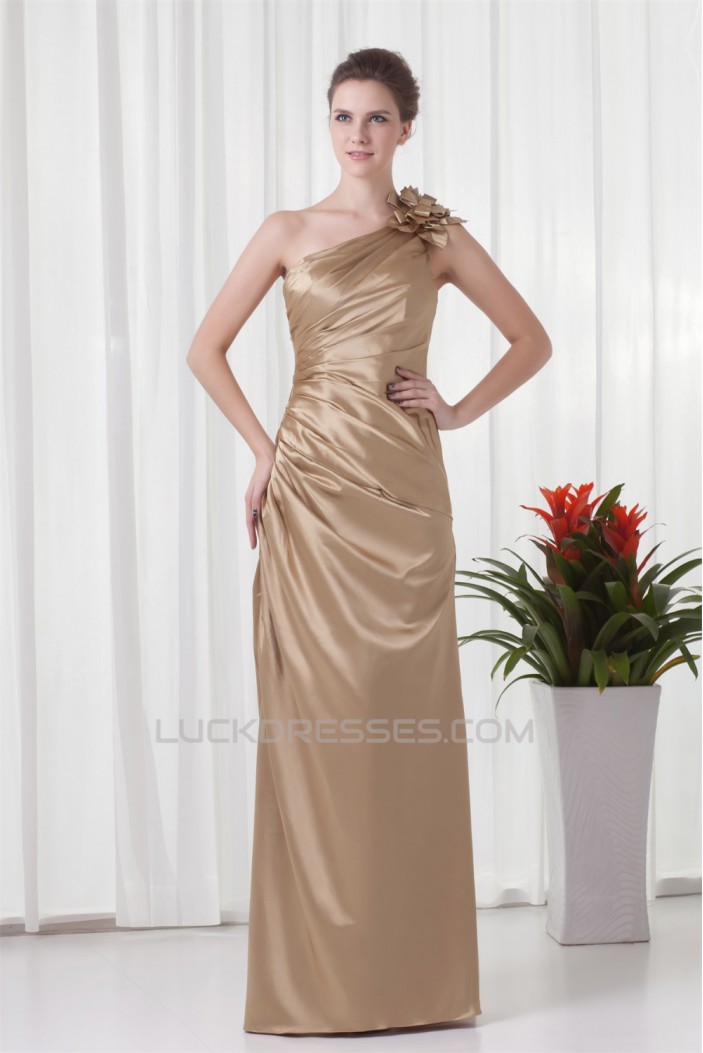 Floor-Length Elastic Woven Satin One-Shoulder Prom/Formal Evening Bridesmaid Dresses 02020744