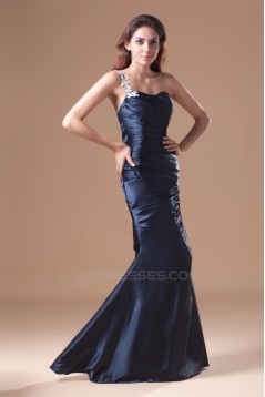Floor-Length One-Shoulder Elastic Woven Satin Prom/Formal Evening Dresses 02020746