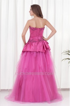 Floor-Length Satin Netting Sleeveless Beading Prom/Formal Evening Dresses 02020750