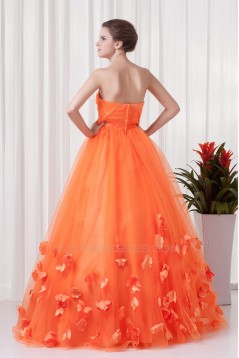 Handmade Flowers Floor-Length Satin Netting Prom/Formal Evening Dresses 02020769