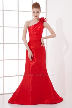 Handmade Flowers Taffeta Brush Sweep Train Prom/Formal Evening Dresses 02020772