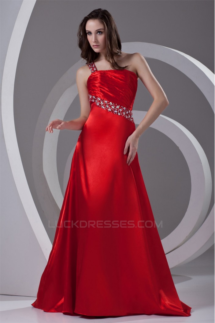 A-Line One-Shoulder Floor-Length Sleeveless Beading Prom/Formal Evening Dresses 02020788