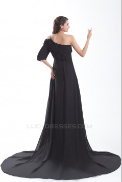 One-Shoulder Pleats A-Line Half Elbow Length Prom/Formal Evening Dresses 02020789