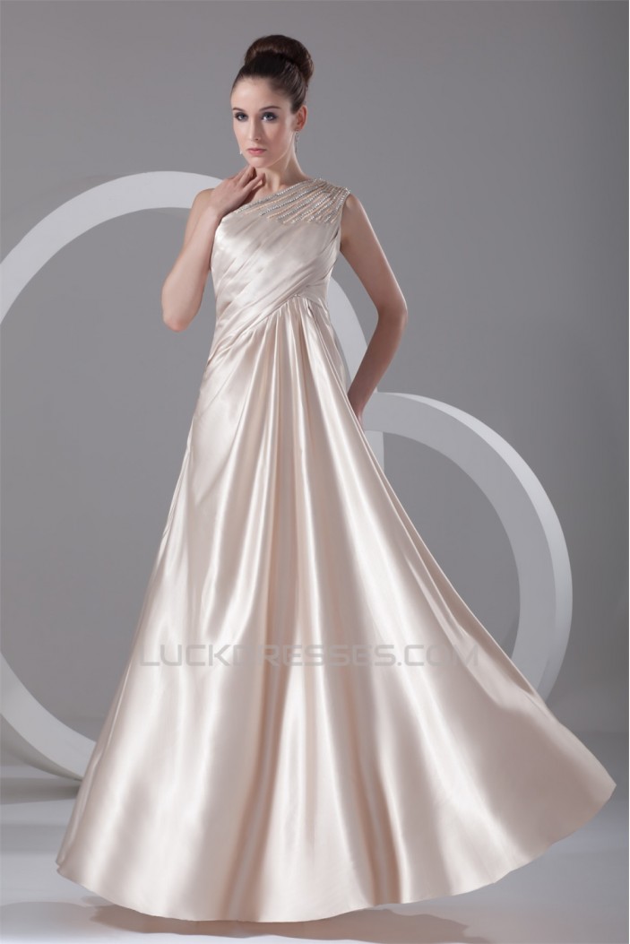 One-Shoulder Sleeveless Elastic Woven Satin Prom/Formal Evening Dresses 02020797