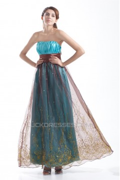 Organza Silk like Satin Pleats Strapless Prom/Formal Evening Dresses 02020802