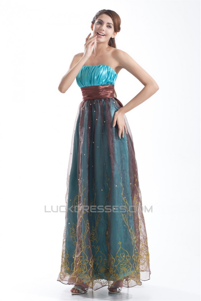 Organza Silk like Satin Pleats Strapless Prom/Formal Evening Dresses 02020802