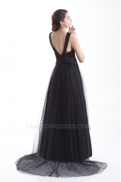 Pleats Bateau Satin Fine Netting Sleeveless Prom/Formal Evening Dresses 02020804