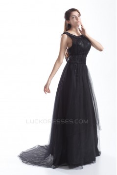 Pleats Bateau Satin Fine Netting Sleeveless Prom/Formal Evening Dresses 02020804