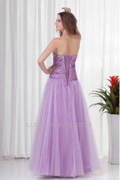 A-Line Strapless Beaded Long Purple Prom Evening Formal Dresses 02020810