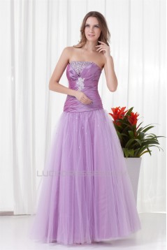 A-Line Strapless Beaded Long Purple Prom Evening Formal Dresses 02020810