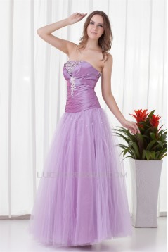 A-Line Strapless Beaded Long Purple Prom Evening Formal Dresses 02020810