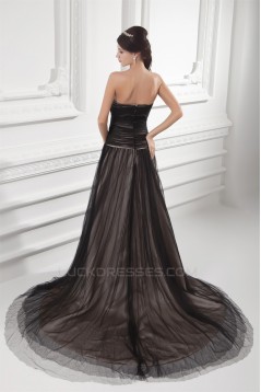 A-Line Fine Netting Sweetheart Sleeveless Long Black Prom/Formal Evening Dresses 02020820