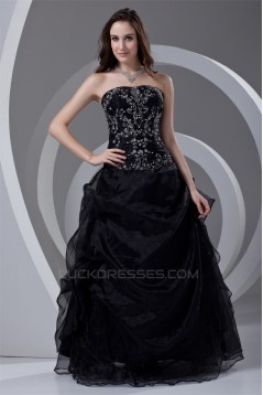 Satin Organza Beading Ball Gown Floor-Length Prom/Formal Evening Dresses 02020825