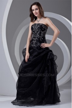 Satin Organza Beading Ball Gown Floor-Length Prom/Formal Evening Dresses 02020825