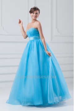 Satin Organza Princess Sleeveless Beading Prom/Formal Evening Dresses 02020826