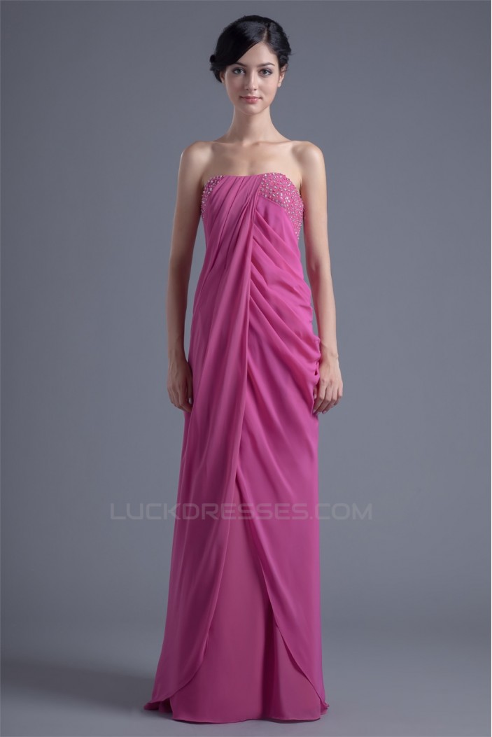 Sheath/Column Beading Chiffon Silk like Satin Prom/Formal Evening Dresses 02020831