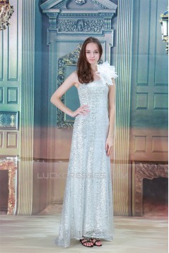 Sheath/Column Handmade Flowers Floor-Length Prom/Formal Evening Dresses 02020841