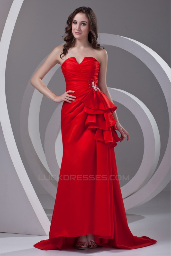 Sheath/Column Ruffles Brush Sweep Train Prom/Formal Evening Dresses 02020842