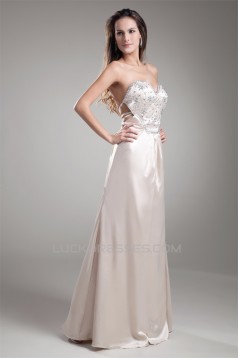 Silk like Satin Beading Sheath/Column Floor-Length Prom/Formal Evening Dresses 02020850