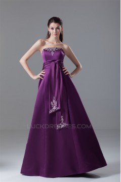 A-Line Floor-Length Beading Satin Prom/Formal Evening Dresses 02020853