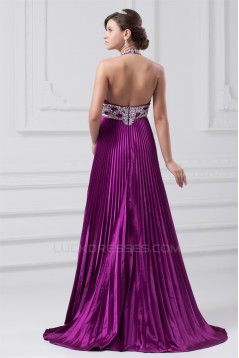 A-Line Halter Brush Sweep Train Long Purple Prom/Formal Evening Dresses 02020856