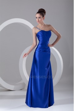 Sleeveless A-Line Pleats One-Shoulder Floor-Length Prom/Formal Evening Dresses 02020857