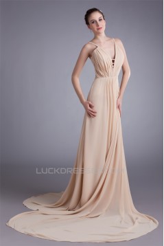 A-Line Straps Chiffon Silk like Satin Prom/Formal Evening Dresses 02020859