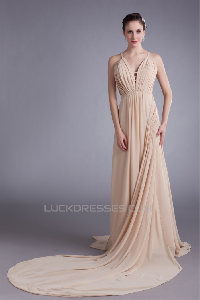 A-Line Straps Chiffon Silk like Satin Prom/Formal Evening Dresses 02020859