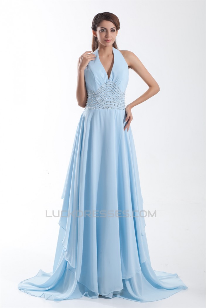 A-Line Sleeveless Beading Brush Sweep Train Prom/Formal Evening Dresses 02020864