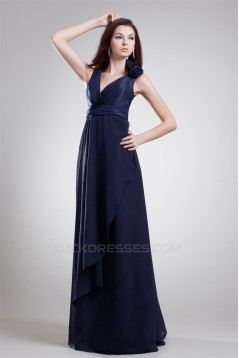 A-Line V-Neck Long Navy Blue Prom/Formal Evening Bridesmaid Dresses 02020881