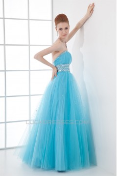 A-Line Beading Sleeveless Satin Fine Netting Prom/Formal Evening Dresses 02020894