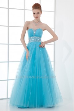 A-Line Beading Sleeveless Satin Fine Netting Prom/Formal Evening Dresses 02020894