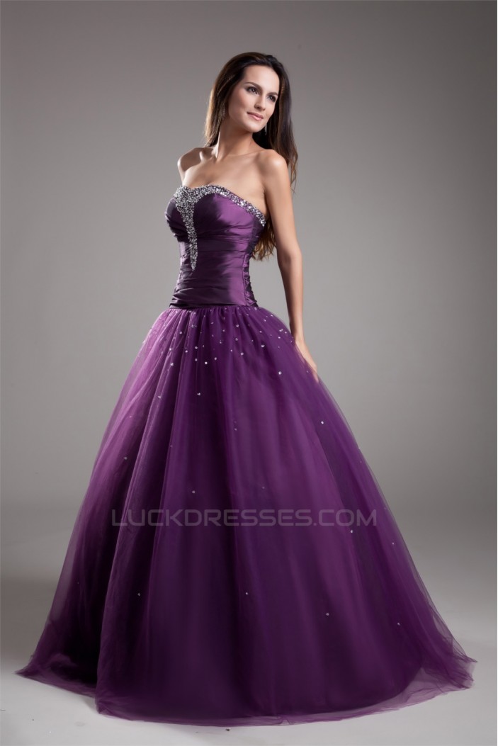 Sleeveless Sweetheart Taffeta Fine Netting Prom/Formal Evening Dresses 02020905