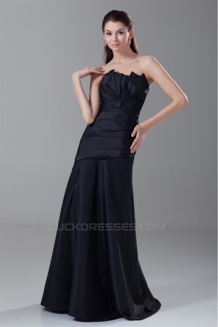 Sleeveless Taffeta Pleats Strapless A-Line Prom/Formal Evening Dresses 02020908