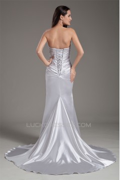 Strapless Elastic Woven Satin Court Train Prom/Formal Evening Dresses 02020922