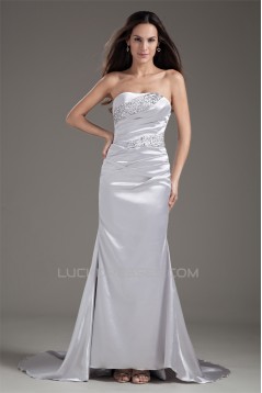 Strapless Elastic Woven Satin Court Train Prom/Formal Evening Dresses 02020922