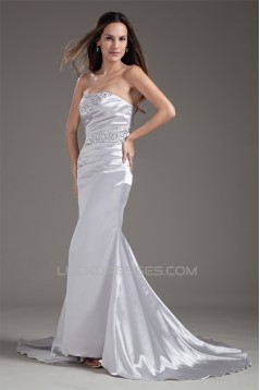 Strapless Elastic Woven Satin Court Train Prom/Formal Evening Dresses 02020922