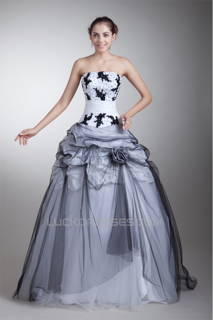 Strapless Satin Net Floor-Length Ball Gown Prom/Formal Evening Dresses 02020926