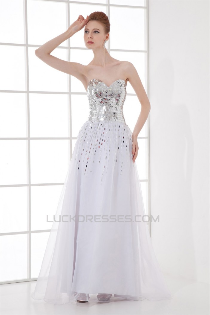 Sweetheart A-Line Sequins Organza Elastic Woven Satin Sequins Dresses 02020934