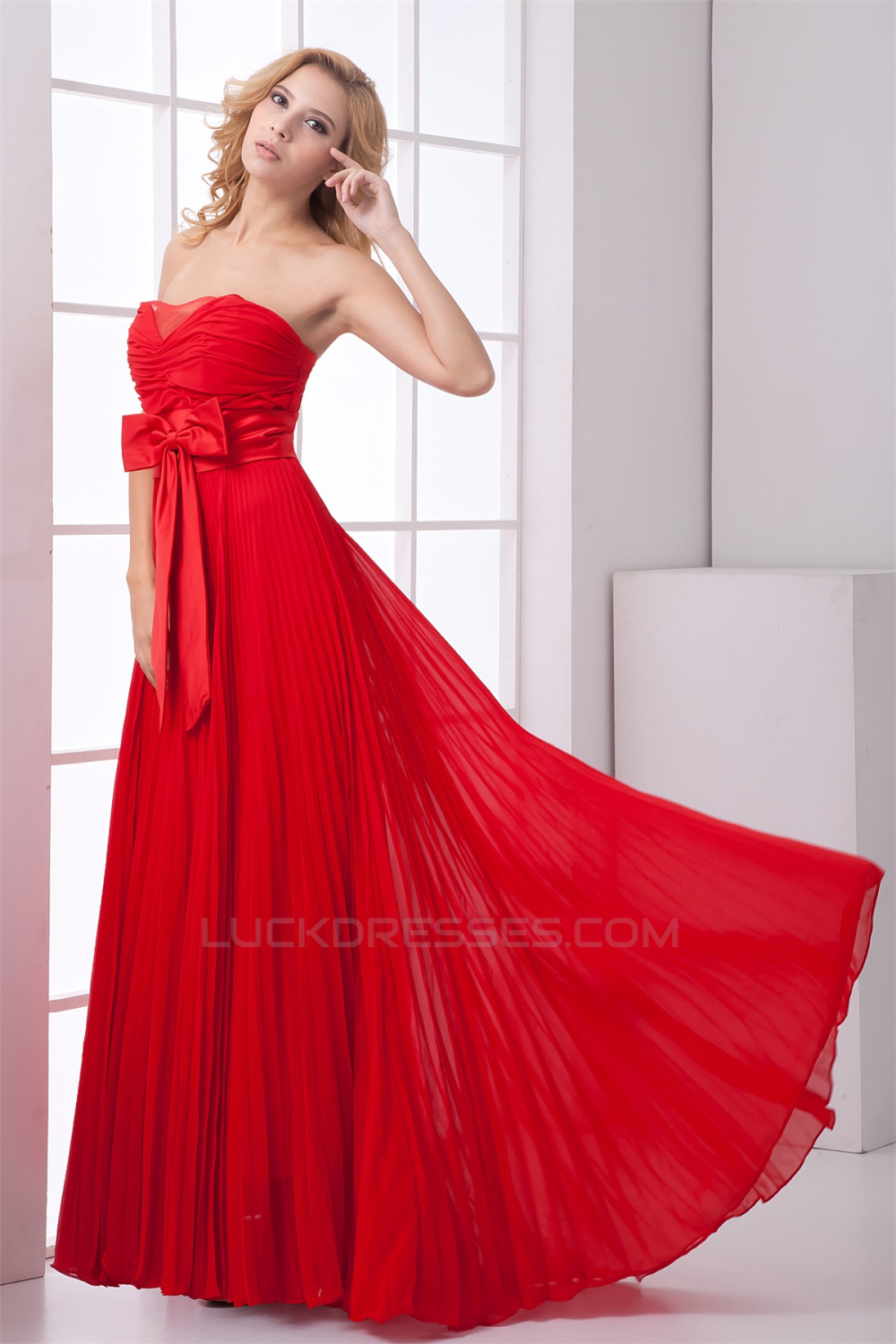 Sweetheart Bows A-Line Asymmetrical Chiffon Prom/Formal Evening Dresses ...