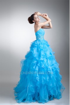 Sweetheart Sleeveless Floor-Length Satin Organza Prom/Formal Evening Dresses 02020945