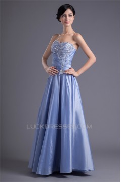 A-Line Taffeta Beading Sleeveless Floor-Length Prom/Formal Evening Dresses 02020950