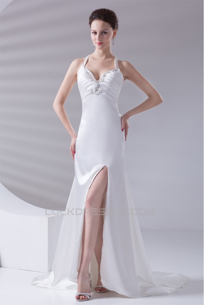 V-Neck A-Line Sleeveless Elastic Woven Satin Prom/Formal Evening Dresses 02020961