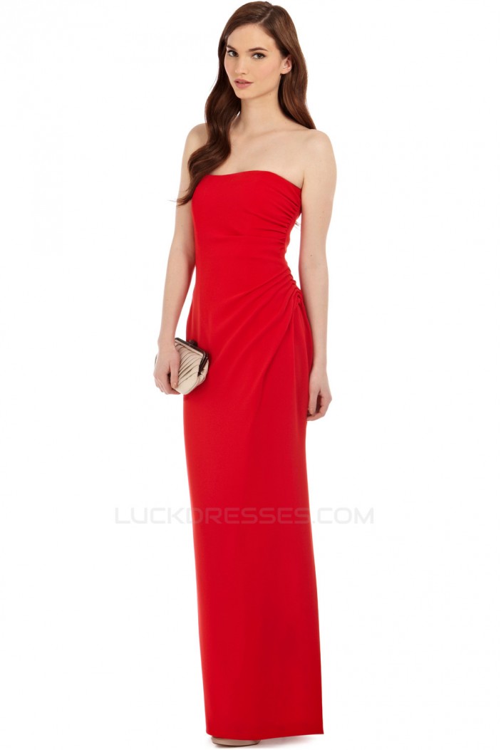 Sheath/Column Strapless Long Chiffon Prom Evening Party Bridesmaid Dresses 02020965