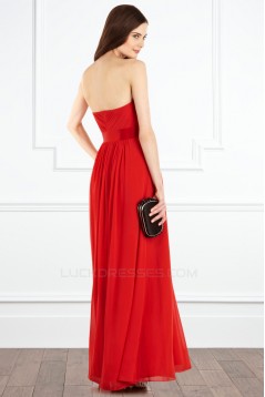 Sheath/Column Red Long Chiffon Prom Evening Party Bridesmaid Dresses 02020966